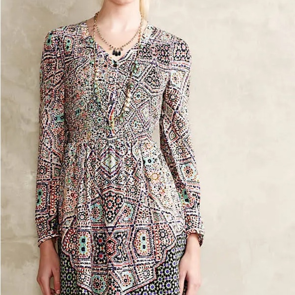 Anthropologie Maeve Tiled Amethyst Dress Multicolor-Sm